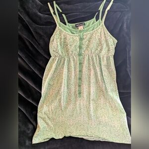 Delirious Mint-Green Printed Spaghetti Strap Dress